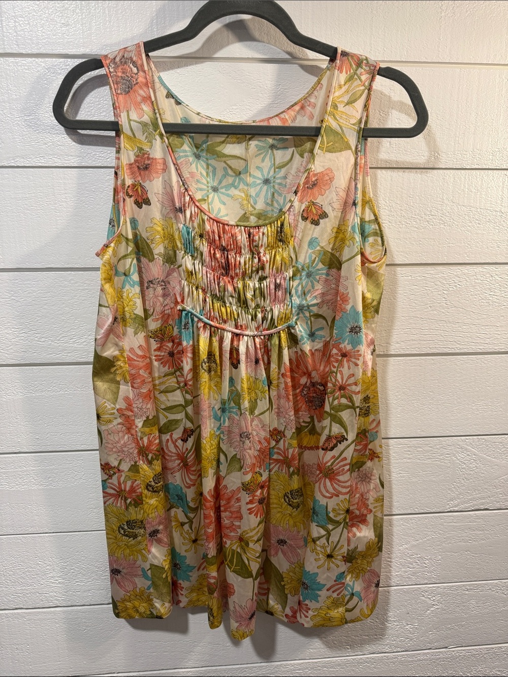 Vintage Vanity Fair Floral Scoop Neck Sleeveless Dress/Slip- SMALL